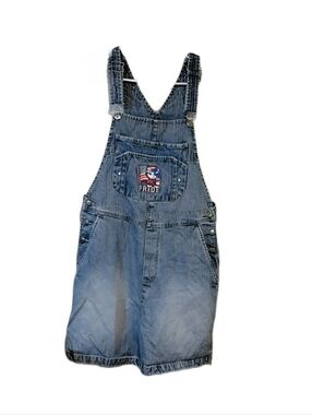 VTG Disney Mickey Mouse America US Flag Shortalls Denim Pride Overalls Medium